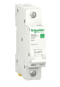 Изображение R9F02163 | Автоматический выключатель 1-пол. 63А тип B 6кА серия RESI9 R9F02163 Schneider Electric