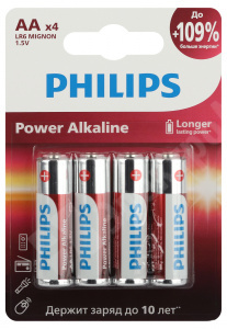 Изображение Б0062746 | Батарейка алкалиновая AA (R6;LR6;FR6) 1,5V (4 шт.) Power