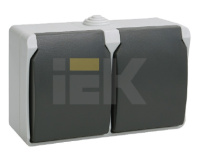 Изображение ERS22-K03-16-54-DC | Розетка двойная 2х2P+E с крышкой накладная серый IP54 IEK Форс ERS22-K03-16-54-DC IEK (ИЭК)