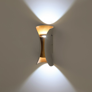 Изображение Б0054421 | Декоративная подсветка ЭРА WL42 WH+GD светодиодная 10Вт 3500К белый/золото IP54 для интерьера, фасад Б0054421 ЭРА (Энергия света)