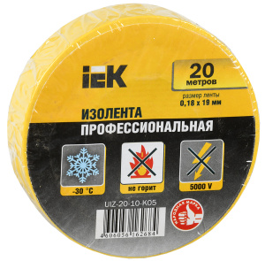 Изображение UIZ-20-10-K05 | Изолента ПВХ желтая 19 мм х 20 м UIZ-20-10-K05 IEK (ИЭК)