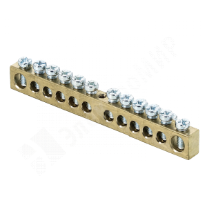 Изображение sn0-125-12-c | Шина PEN "ноль-земля" (8x12мм) 12 отв. латунь крепеж по центру EKF sn0-125-12-c