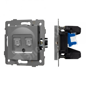 Изображение 049851 | Розетка компьютерная 2хRJ45 кат.6 серый SCT-MPC2-PL-GR-V  AKIRY-PERIO-OMALI-XSILO Arlight