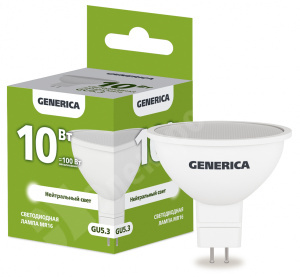 Изображение LL-MR16-10-230-40-GU5-G | Лампа LED MR16 софит 10Вт 230В 4000К GU5.3 GENERICA