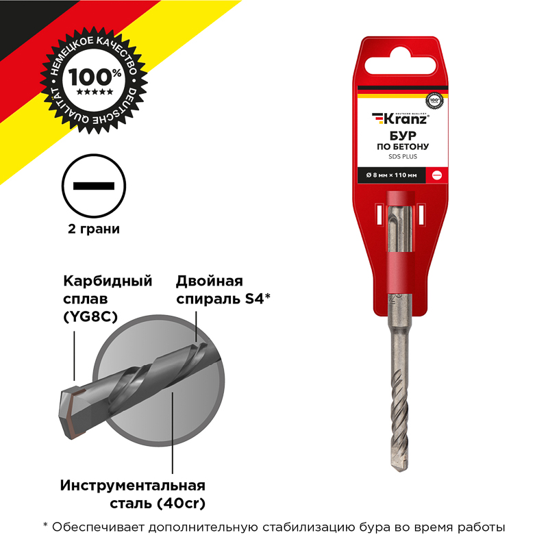 Изображение KR-91-0007 | Бур по бетону SDS-plus, 8х50/110 мм KR-91-0007 Kranz