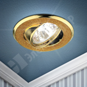 Изображение C0043760 | Светильник встраиваемый для Г.Л. 50Вт MR16 круг золотой блеск/золото DK18 GD/SH YL C0043760 ЭРА (Энергия света)