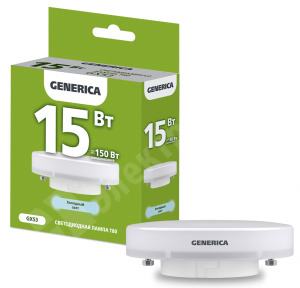 Изображение LL-T80-15-230-65-GX53-G | Лампа LED T80 таблетка 15Вт 230В 6500К GX53 GENERICA