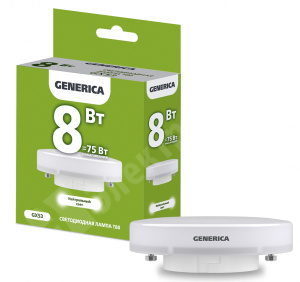 Изображение LL-T80-08-230-40-GX53-G | Лампа LED T80 таблетка 8Вт 230В 4000К GX53 GENERICA