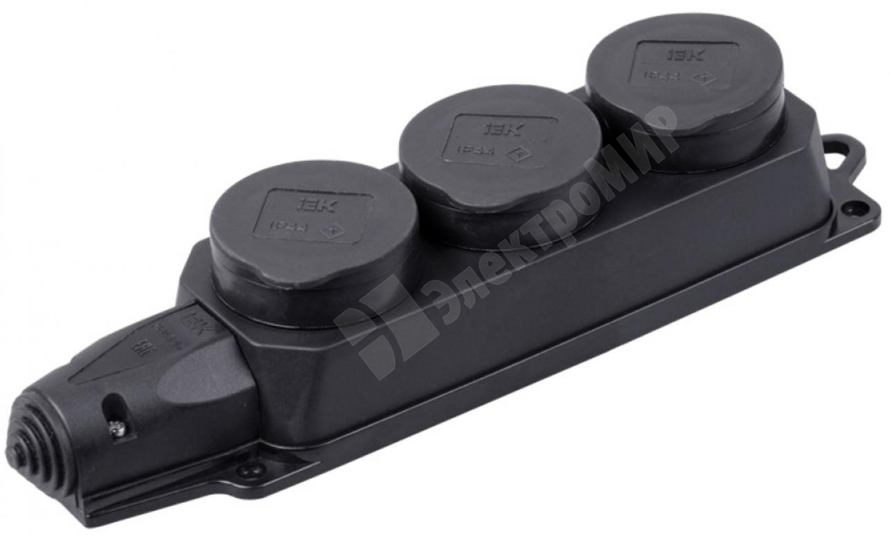 PKR61-016-2-K02 | Колодка розеточная, 3 розетки, 16А, с/з, IP44, каучук ...