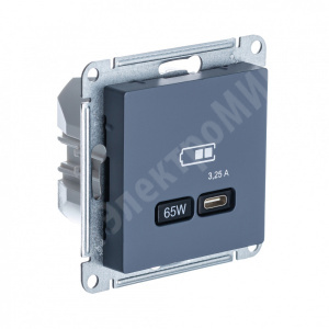 Изображение ATN000727 | Розетка USB тип-C 65W грифель AtlasDesign ATN000727 Systeme Electric