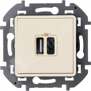 Изображение 673761 | Зарядное устройство с двумя USB-разьемами A-C 240В/5В 3000мА слоновая кость INSPIRIA 673761 Legrand