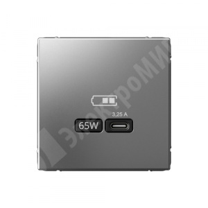 Изображение GAL000927 | Розетка USB тип-C 65W высокоскор.заряд. QC сталь ArtGallery GAL000927 Systeme Electric