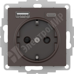 Изображение ATN000632 | ATLASDESIGN РОЗЕТКА 16А c 2 USB A+C, 5В/2,4А/3,0А, 2х5В/1,5А, механизм, МОККО ATN000632 Systeme Electric