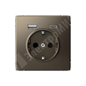 Изображение GAL000632 | Розетка 2P+E с USB A+C 5В/2,4А/3А, 2х5В/1,5А мокко ArtGallery GAL000632 Systeme Electric