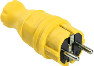 Изображение PKR01-016-2-K05 | Вилка кабельная прямая, каучук, IP44, 16А, с/з, жёлтая, Омега ВБп3-1-0м PKR01-016-2-K05 IEK (ИЭК)