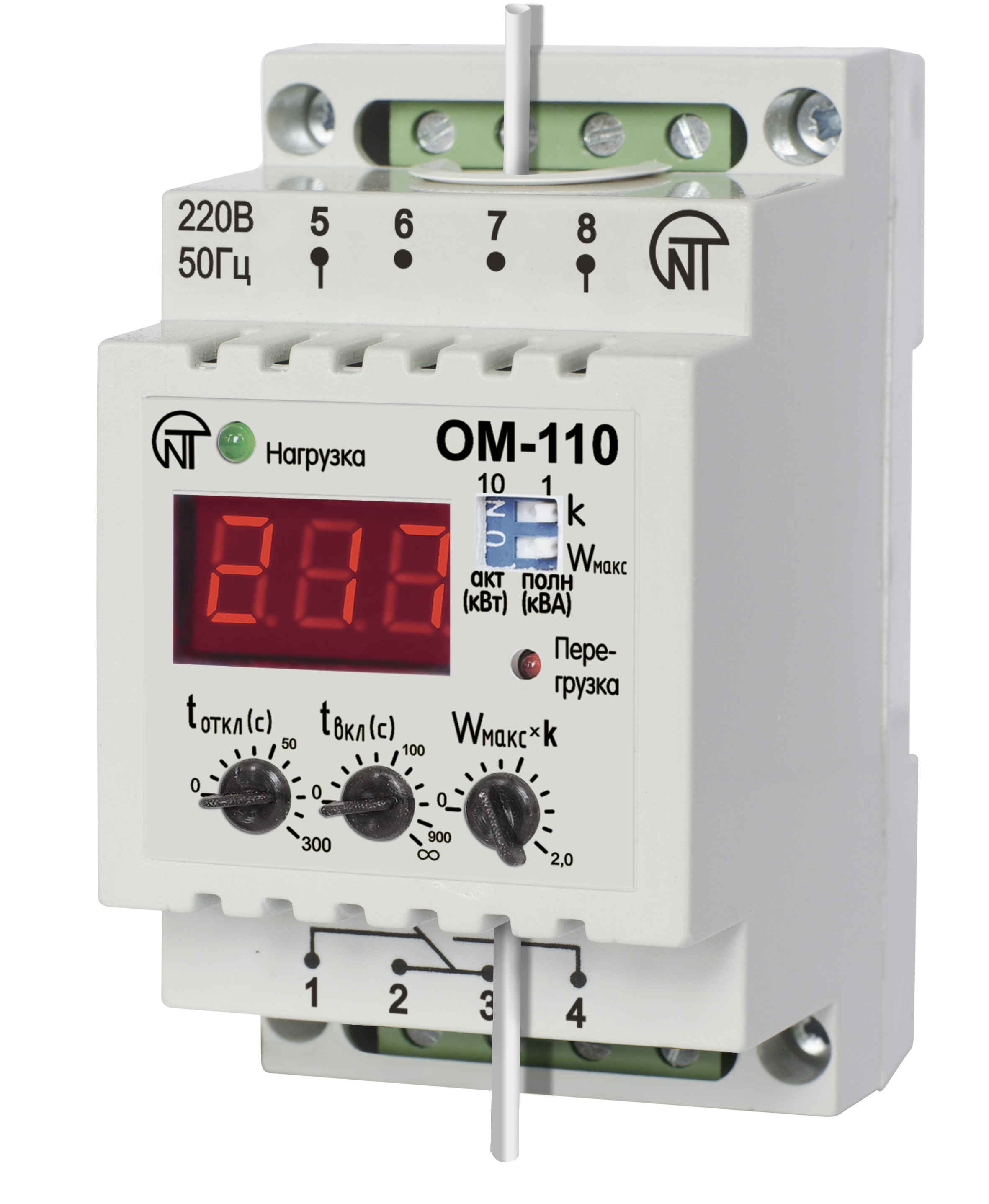 Изображение ОМ-110 | Реле ограничения мощности 0-2 кВт (кВА) тип ОМ-110 ОМ-110 Новатек-Электро