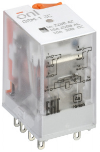 Изображение ORM-1-2C-AC220V-L-B | Реле интерфейсное ORM-1 2C 220В AC с LED и тест. кнопкой ONI ORM-1-2C-AC220V-L-B