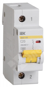 Изображение MVA40-1-020-C | Автоматический выключатель 1-пол. 20А тип С 10кА серия ВА 47-100 MVA40-1-020-C IEK (ИЭК)