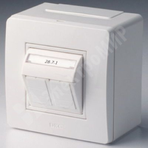 Изображение 10656 | Коробка в сборе с 2 розетками RJ45, кат.5е  (телефон / компьютер), белая 10656 DKC (ДКС)