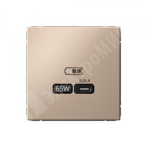 Изображение GAL001227 | Розетка USB тип-C 65W высокоскор.заряд. QC песочный ArtGallery GAL001227 Systeme Electric