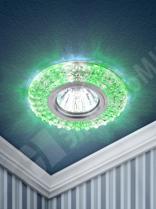 Изображение Б0019199 | Светильник встраиваемый для Г.Л. 50Вт MR16 с подсветкой зеленый+белый, прозрачный DK LD2 SL/GR+WH Б0019199 ЭРА (Энергия света)