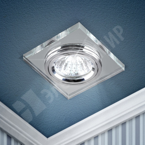 Изображение C0043740 | Светильник встраиваемый для Г.Л. 50Вт MR16 квадрат зеркальный хром DK8 CH/WH C0043740 ЭРА (Энергия света)