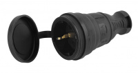 Изображение Б0044541 | Розетка кабельная, 16А, с/з, IP44, каучук, чёрная, R8-B-IP44 Б0044541 ЭРА (Энергия света)