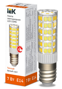 Изображение LLE-CORN-7-230-30-E14 | Лампа светодиодная CORN капсула 7Вт 230В 3000К керамика E14 IEK LLE-CORN-7-230-30-E14 IEK (ИЭК)
