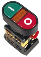Кнопка управления "I-0" красная-зеленая неон/230В d22мм 1з+1р IP40 тип APBB-22N 