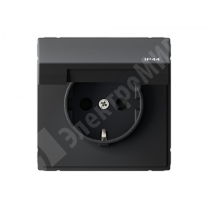 Изображение GAL441046 | Розетка 2P+E IP44 с крышкой 16А карбон ArtGallery Aqua GAL441046 Systeme Electric