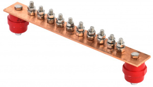 Изображение ZGB10-50-010-300 | Шина заземляющая главная 300х40х4мм на 10 подкл. Медь ZGB10-50-010-300 IEK (ИЭК)