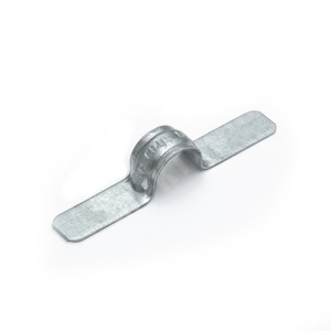 Изображение PR13.1982 | Скоба металлическая оцинкованная двухлапковая д.12-13 мм для пистолета без отверстий (100шт)