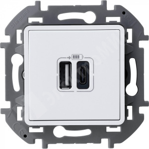 Изображение 673760 | Зарядное устройство с двумя USB-разьемами A-C 240В/5В 3000мА белый INSPIRIA 673760 Legrand