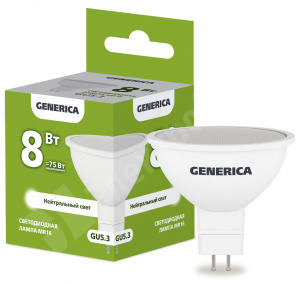 Изображение LL-MR16-08-230-40-GU5-G | Лампа LED MR16 софит 8Вт 230В 4000К GU5.3 GENERICA