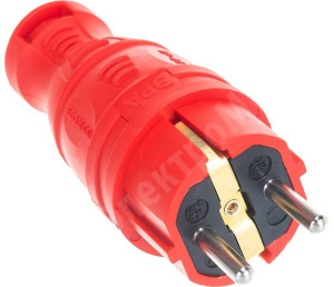 Изображение Б0044547 | Вилка кабельная прямая, каучук, IP44, 16А, с/з, красная, V8-RED-IP44 Б0044547 ЭРА (Энергия света)