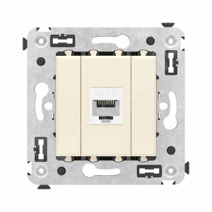 Изображение 4405693 | Компьютерная розетка RJ-45 без шторки в стену, кат.6 одинарная, "Avanti", "Ванильная дымка" 4405693 DKC (ДКС)