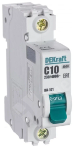 Изображение 11053DEK | Автоматический выключатель 1-пол. 10А тип C 4,5кА серия ВА-101 11053DEK DEKraft