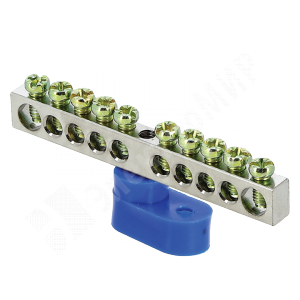Изображение sn1-63-10-1 | Шина "0" N (6x9мм) 10 отв. цинк синий угловой изолятор EKF PROxima sn1-63-10-1