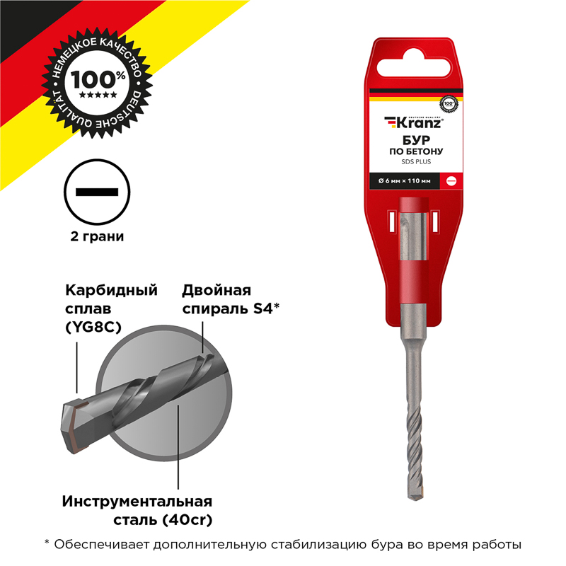 Изображение KR-91-0006 | Бур по бетону SDS-plus, 6х50/110 мм KR-91-0006 Kranz