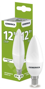 Изображение LL-C35-12-230-40-E14-G | Лампа LED C35 свеча 12Вт 230В 4000К E14 GENERICA