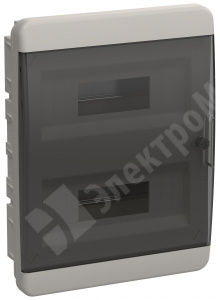 Изображение TF5-KP12-V-24-41-K01-K03 | Бокс встраиваемый 24мод. белый с прозрачной черной дверью и шинами IP41, TEKFOR