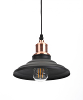 Изображение Б0037438 | Светильник подвесной 60Вт E27 d203*1625 мм шагрень черный/медь PL4 BK/RC Б0037438 ЭРА (Энергия света)