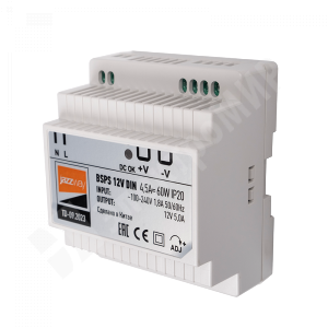 Изображение .5049963 | BSPS DIN 12V 4.5A=  60w PL IP20 3г.гар на дин.рейку Jazzway