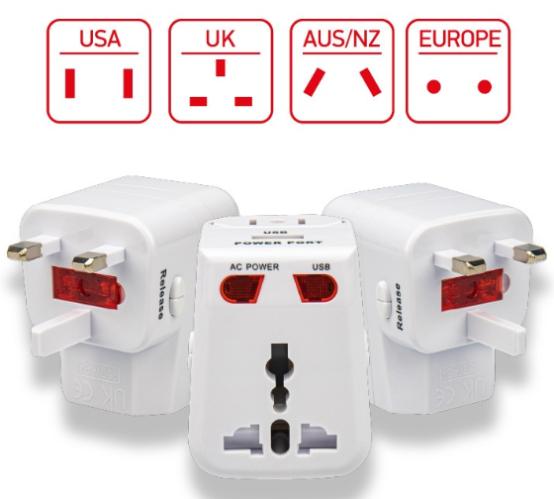 Адаптер универсальный сетевой с зарядкой для USB устройств (EUR, USA, UK, AUS) 11-1051 REXANT