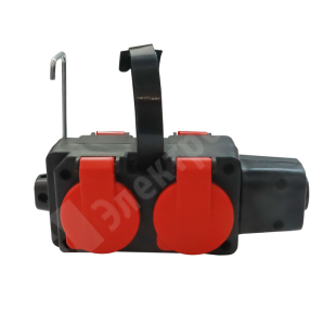 Изображение ERB24-16-04-44 | Розетка четырехместная переносная РП16-004 16А с крышкой (красная) IP44 Plexup