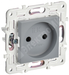 Изображение SK-R10-10-K03 | Розетка без заземления без защитных шторок 10А SK-R02Gr серый SKANDY