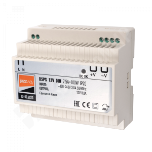 Изображение .5049987 | BSPS DIN 12V 7.5A=100w PL IP20 3г.гар на дин.рейку Jazzway