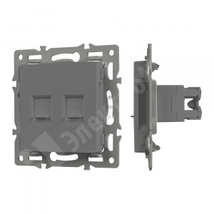 Изображение 045338 | Розетка компьютерная 2хRJ45 кат.6 серый SCT-MPC2-PL-GR VERSA-GLARE-PRESTO Arlight