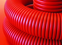 Изображение 121920 | Труба двустенная ПНД гибкая д.200мм для кабельной канализации Бухта 35м, с протяжкой, цвет красный, 121920 DKC (ДКС)