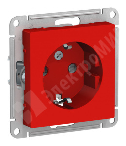 Изображение ATN002045 | Розетка 2P+E 16А со шторками красная AtlasDesign ATN002045 Systeme Electric